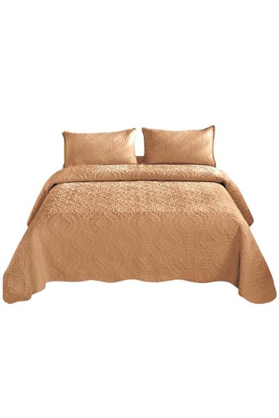 OEM Double Bedspread and 2 Pillowcases, Grofat Model, Uni, 3 Pieces, for 2 People, 230x250cm, Cappuccino