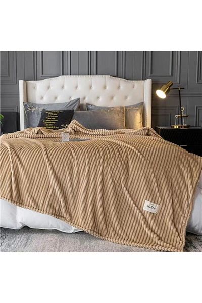 OEM Patura Cocolino, 2 persoane, 200x230cm, Uni, Cafea cu Lapte