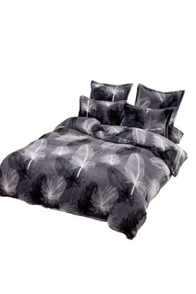 JOJO HOME Lenjerie de pat, Jojo Home, Cocolino, 2 persoane, 6 piese, Pene Bicolore, 200x230cm, Multicolor