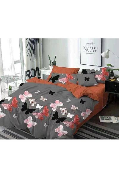 OEM Double Bed Linen Set, Multicolor Butterfly Print, 2 Persons, 6 Pieces, Finet, 220x230cm