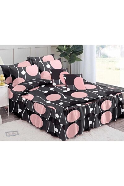 OEM Double Bed Linen with Ruffles, 6 Pieces, 270x245cm, Multicolor