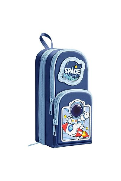 Petityu Astronaut Space Large Capacity Bag Shaped Space Navy Blue Pencil Case