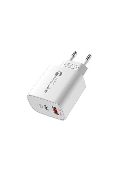 Hurtel Încărcător de perete USB-A USB-C 20W cu cablu USB-C de 1 m - iPhone Lightning - Alb
