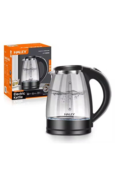 HALEY Fierbător electric HY-8855: Fierbător portabil din sticlă de 2,2 l, încălzire rapidă cu oprire automată și lumină LED