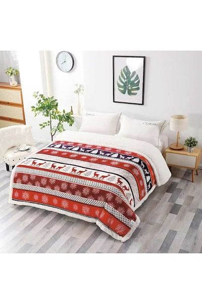 OEM Patura Imblanita, Imprimeu Festiv Craciun, Reindeer, 200x230cm, Multicolor
