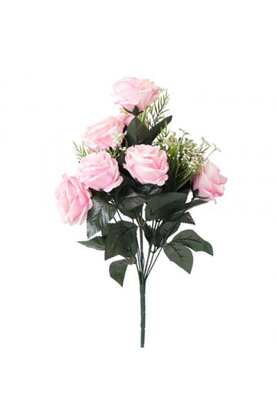 OEM Artificial Rose Bouquet, textile/PVC, 50 cm, pink