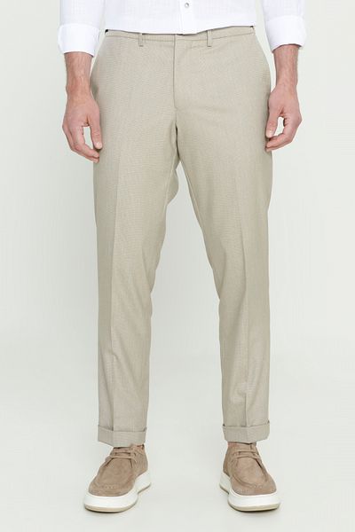 AC&Co / Altınyıldız Classics Men's Brown Comfort Fit Relaxed Cut Side Pocket Patterned Elastic Waist Trousers
