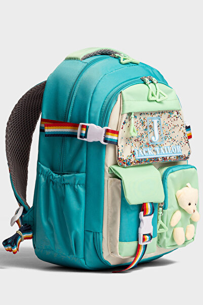 Go Veform Çok cepli Ortopedik Sırt Destekli Renkli Kız Çocuk İlkokul Çantası JT2035 Turkuaz