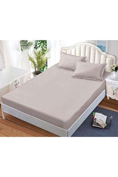 Pucioasa Bed Sheet Set with Pillowcases, Pucioasa, Uni, 3 Pieces, Finet Satin, Light Gray