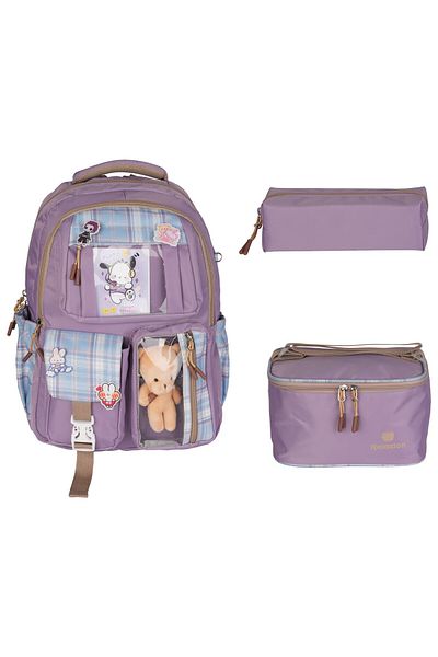 Relaxion RLX-1395 Set de 3 rucsac pentru copii pentru școala primară, cu suport pentru creion și cutie de prânz