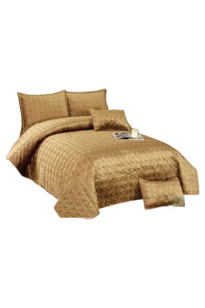 OEM Duvet cover and 4 pillowcases, Velvet, 5 pieces, Plain, 220x240cm, Gold