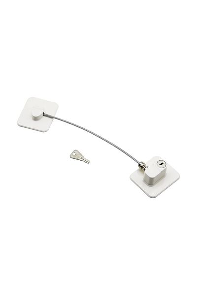 Moon White Plate Rope Safety Lock 5X6Cm Adhesive Mounting=2Pcs Plate Rope=18.8Cm (5235)