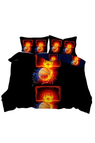 OEM Double bed linen 2 sides, 4 pieces, 2 people, 230x250cm, Satin Cotton, Basketball, Multicolor