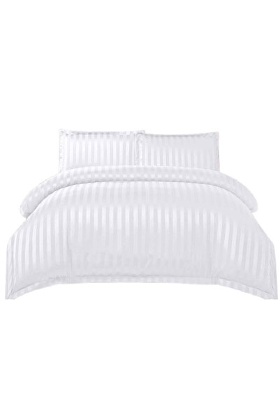 OEM Bed Linen Set, Elastic Sheet, Finet Damask Type, 4 Pieces, Solid Color, 180x200cm, White