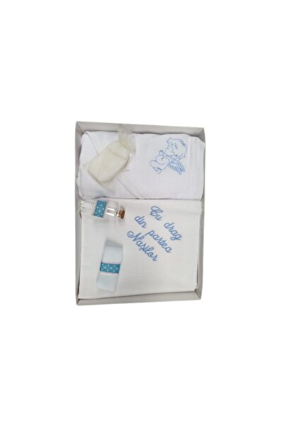 OEM Set botez alb-albastru, „Cu dragoste de la nași”, 6 piese