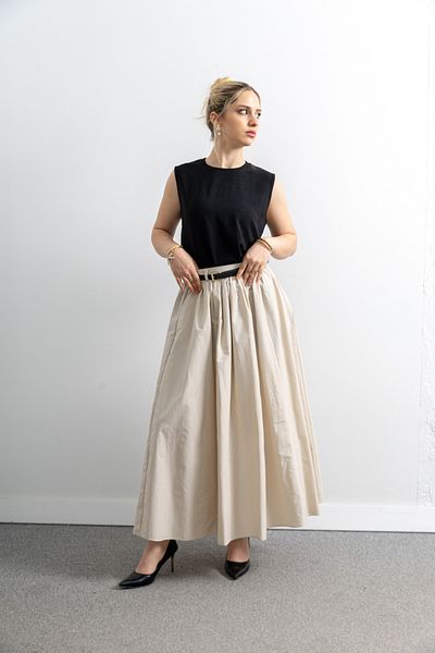 TUĞBA ERGÜL Women's Linen Belt Detailed Skirt