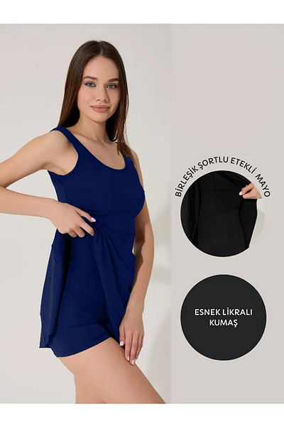 miss ledonna Costum de baie cu pantaloni scurți din Lycra și pernă pentru bust Bleumarin