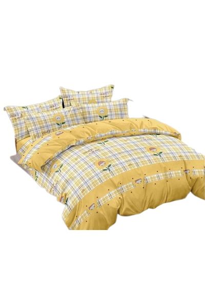 OEM Lenjerie de pat, 6 piese, 2 persoane, 230x250cm, Finet, Imprimeu Floarea Soarelui, Multicolor
