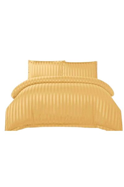 OEM Lenjerie de Pat, Cearșaf cu Elastic, Finet Tip Damasc, 4 piese, Uni, 180x200cm, Galben Pai