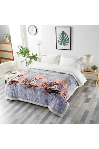 OEM Patura Imblanita, Imprimeu Festiv Craciun, Peisaj Feeric, 200x230cm, Multicolor