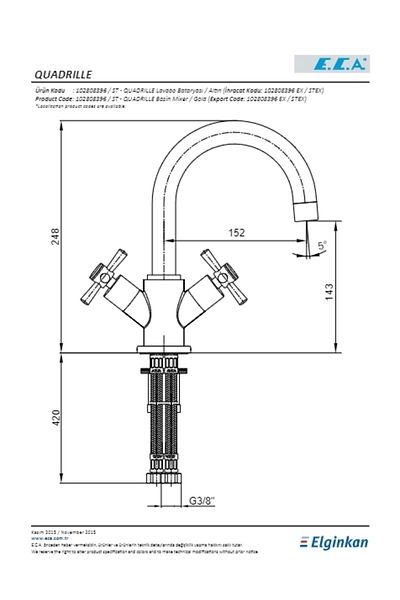 Eca Quadrille Sink Faucets Gold Look