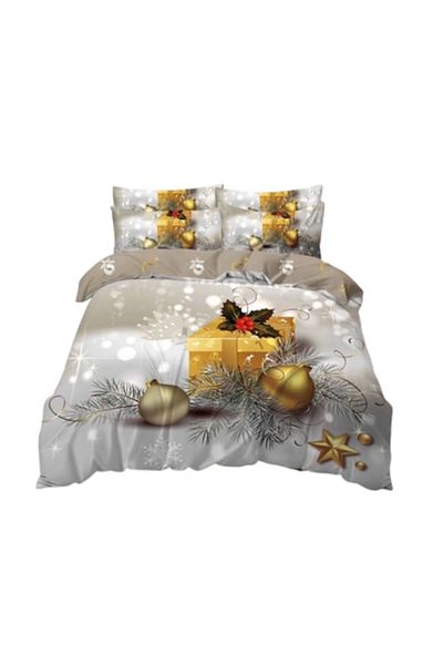 OEM Bedding Set, Finet, Festive Christmas Print, Gift, 6 Pieces, 2 People, 240x250cm, Multicolor