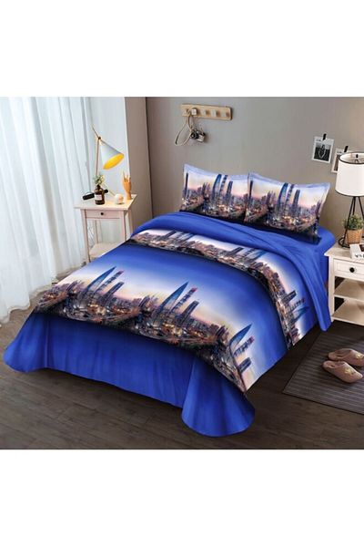 OEM Bed Linen, Finet, 3D Design, 4 Pieces, Single Person, 155x200cm, New York, Multicolor