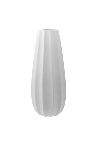 OEM Vază ceramică cu dungi verticale, formă de picătură, 10x25 cm, albă
