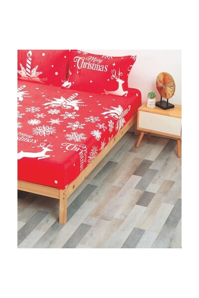 OEM Husa de pat Cocolino si 2 fete de perna, Imprimeu Festiv Craciun, Merry Christmas, 3 piese, 2 persoa