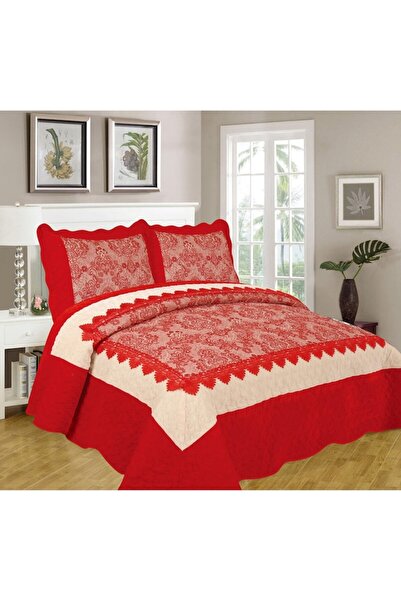 OEM Duvet cover and 2 pillowcases, Velvet Lux, 3 pieces, 2 persons, 180x200cm, Red-Beige