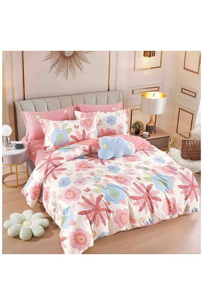 JOJO HOME Double Bed Sheet Set with Elastic, Jojo Home, 6 pieces, 180x200cm, Superior Finet, Pastel Floral Pri
