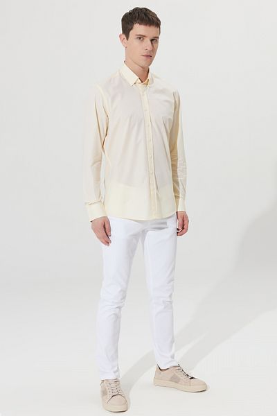 AC&Co / Altınyıldız Classics Ανδρικό πουκάμισο με 100% βαμβακερό μοτίβο με γιακά με λεπτή εφαρμογή