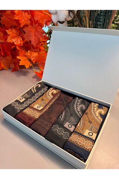 Oxygen Scarfs En 5-Piece Ethnic Patterned Cotton Silk Hijab Shawl – Advantageous Set