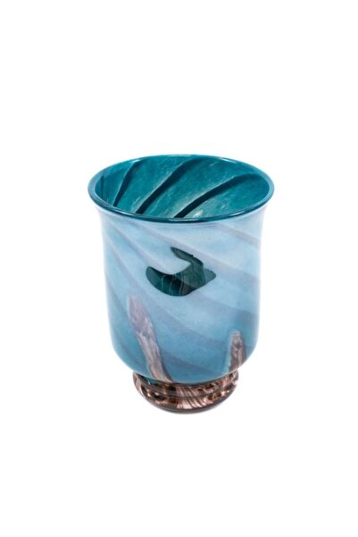 OEM Vaza din sticla cu dungi, 22x16.5x11cm, albastru