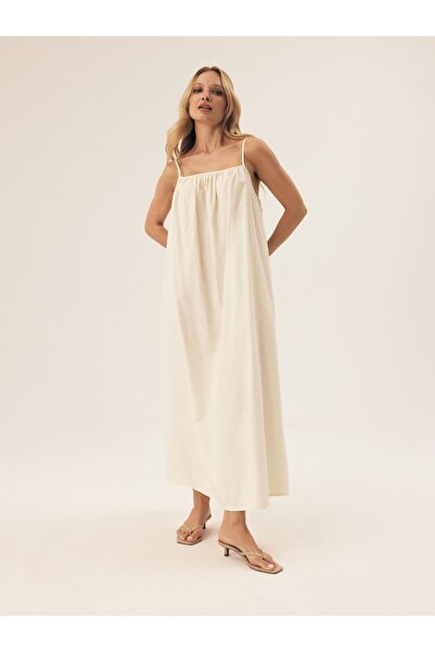 ESOTIQ Summer Dress Maxi Beach Cover with V-Back Ruffle & Thin Straps | Verona