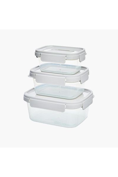 locknlock 3-Piece Rectangle Food Container with Clip Lock Lid Set