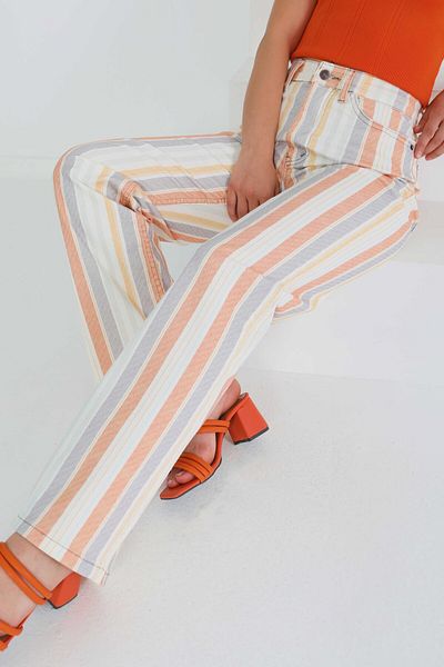 TOFİSA Striped Palazzo Trousers Colorful - 27463