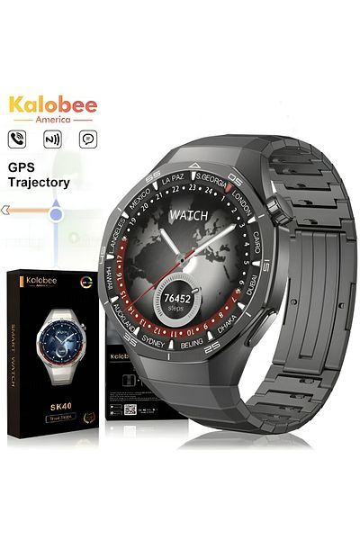 KALOBEE SK 40 Smart Watch AMOLED Screen with 3 Bands and Wireless Charging Black