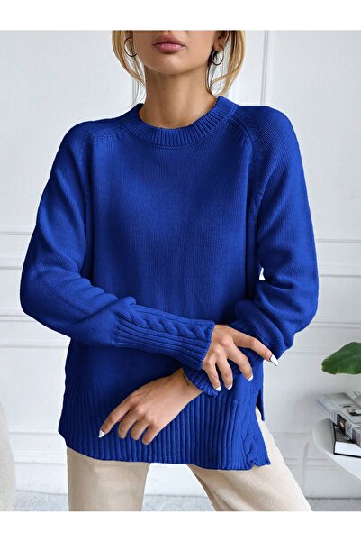 Cockatoo guler rotund pulover cu model tricotat pe mâneci