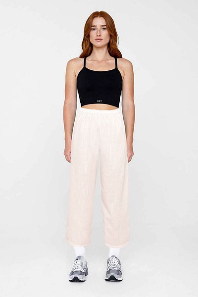 By Piera 100% Cotton Linen Trouser Skirt Shaped Underwear Lining Ankle Length Ecru