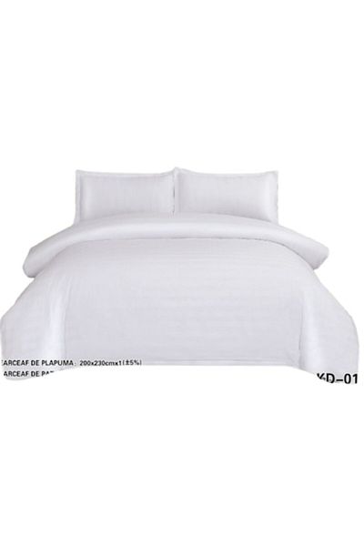 OEM Double Bedding Set, Elastic, Damask, 2 Persons, 180x230 cm, White