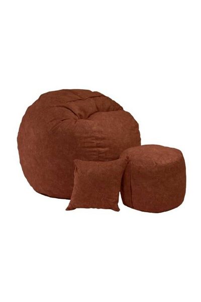Pufrelax Matusalem Armchair Set with Ottoman (footrest) and Cushion, Textile Material - Terra