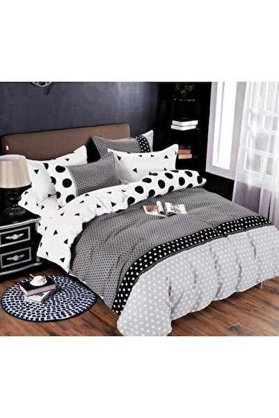 Pucioasa Set lenjerie pat dublu, Finet, 6 piese, 2 persoane, buline, 245x250cm