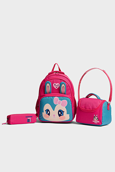 Go Veform 3’lü Okul Çanta Seti – Sırt Çantası, Termoslu Beslenme Çantası ve Kalemlik GV7210 Pembe