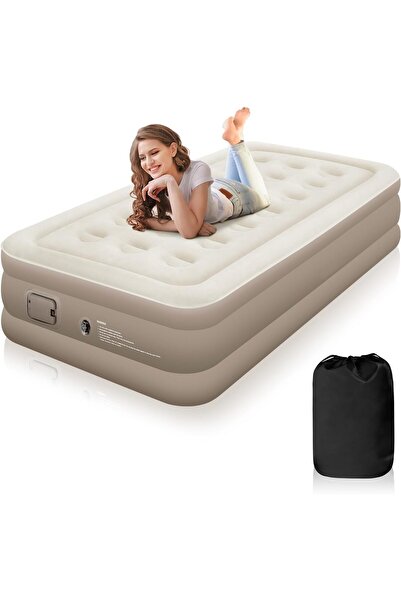 JETRONICS سرير هوائي فردي من ZODAS، لا يحتاج إلى مقبس - بنقرة واحدة فقط، مرتبة فردية، سرير هوائي مع مضخة مدمجة،