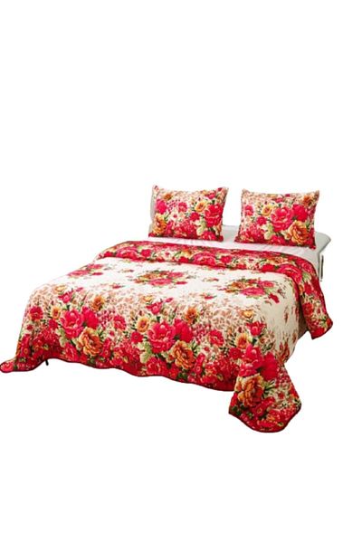 OEM Bedspread, Microfiber, 3 pieces, 2 persons, 220x240cm, Multicolor Rose Print
