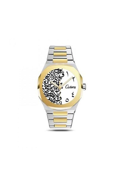 catera Men's watch in silver and gold with Arabic engraving