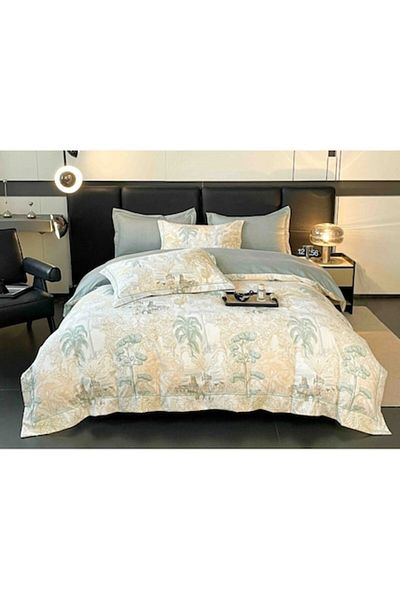 OEM Luxury Bedding Set, Jojo Home, Fine Cotton, 6 pieces, Double Size, 180x200cm, Palm Print, Multicolor