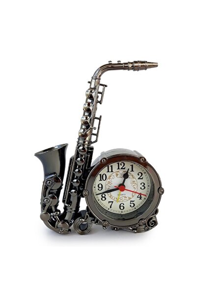 OEM Plastic Table Clock with Saxophone-shaped Stand, 13 x 20 cm
