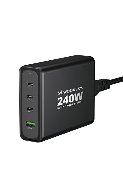 WOZINSKY Încărcător de perete GaN 240W USB-A 3x USB-C negru